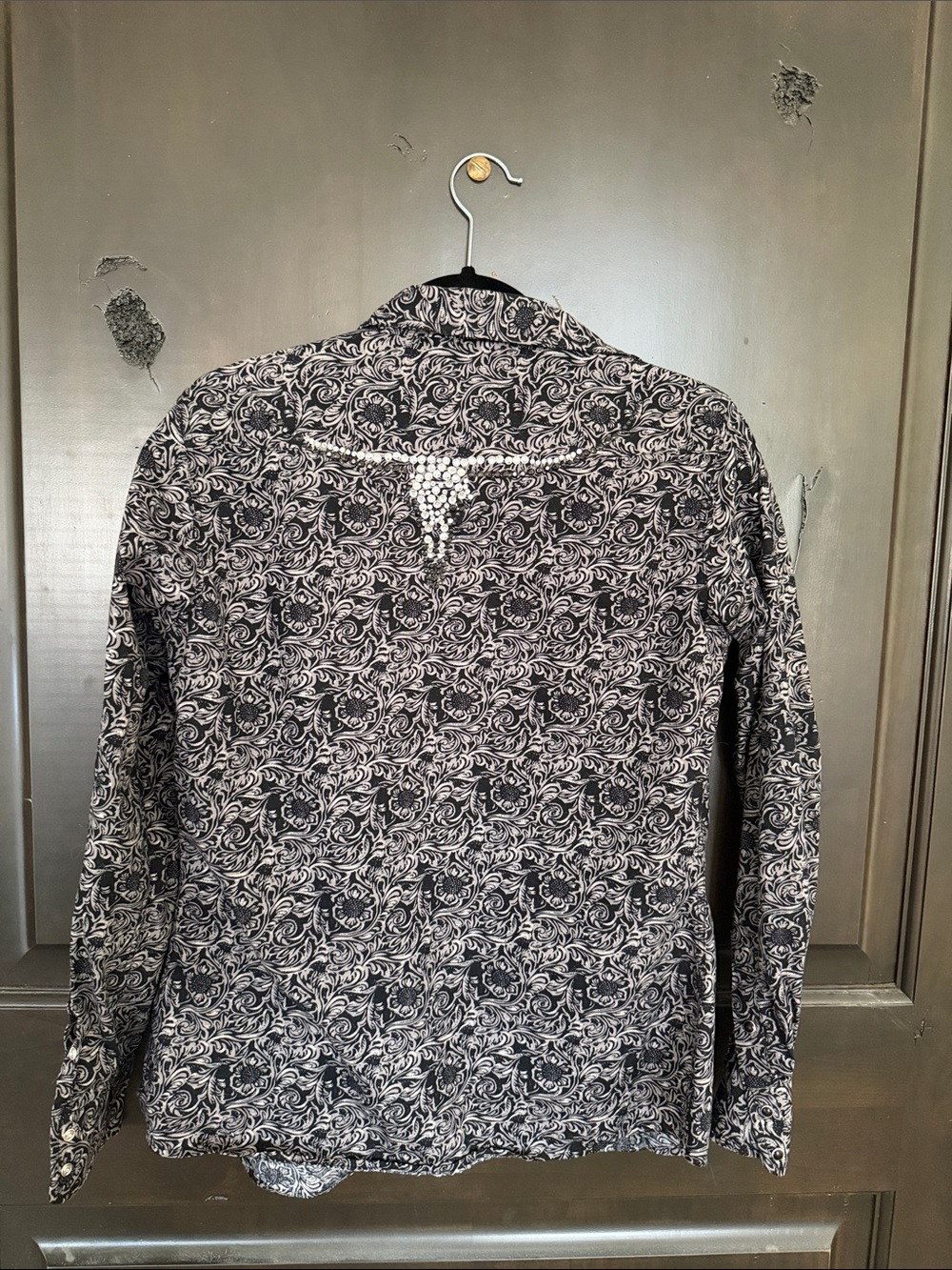 Cowgirl Hardware Black and Gray Snap-Front Shirt with Rhinestones